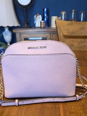 Michael Michael Kors Jet Set Saffiano Leather Emmy Dome Crossbody Bag  Pale Pink